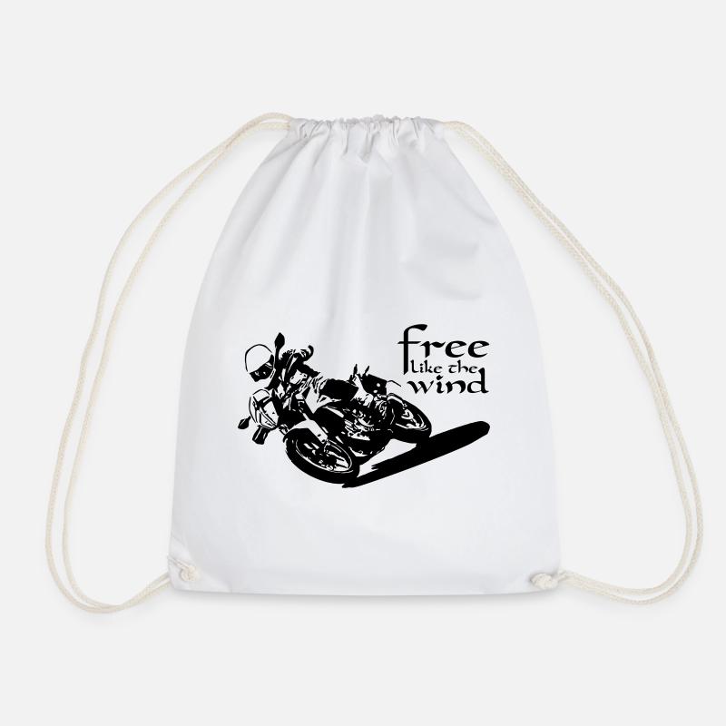 Biker Free - Drawstring Bag - white