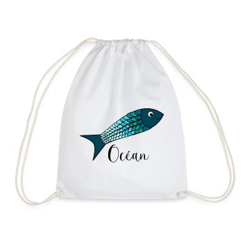OCEAN. SEA. ECOLOGY. SARDINE. FISH. - Drawstring Bag - white - Front