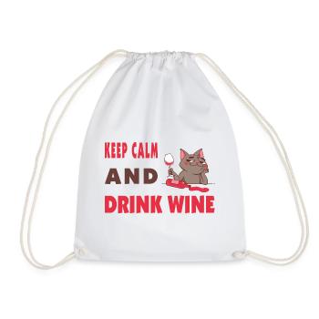 Keep calm and drink wine - Drawstring Bag - white - Front