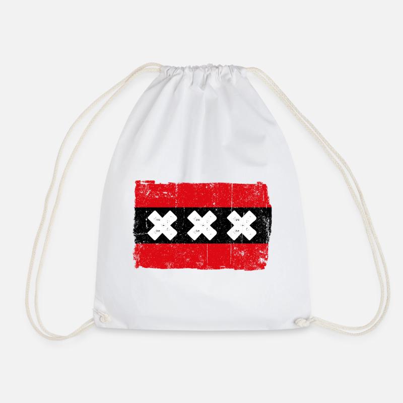Red Stripe Flag with White Xs - Drawstring Bag - white