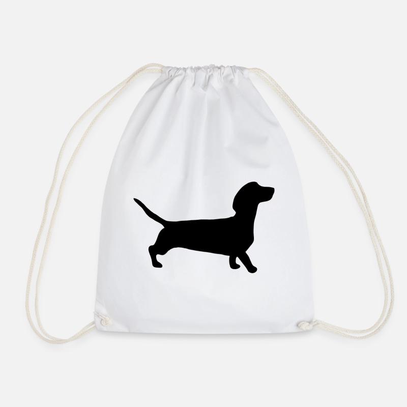 Dachshund - Drawstring Bag - white