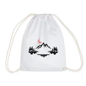 Black Mountain Landscape - Drawstring Bag - white - Front