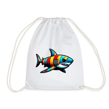 Shark - Drawstring Bag - white - Front