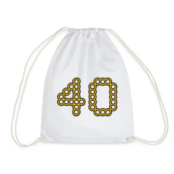 40. 40 YEARS. 40th ANNIVERSARY. 40 YEARS ANNIVERSARY. - Drawstring Bag - white - Front