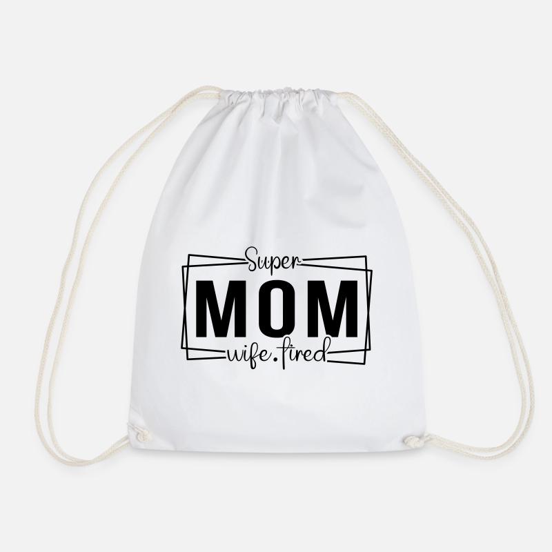 Super Mom Super Wife - Drawstring Bag - white