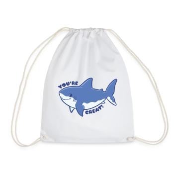 Funny Shark – You're Great - Drawstring Bag - white - Front