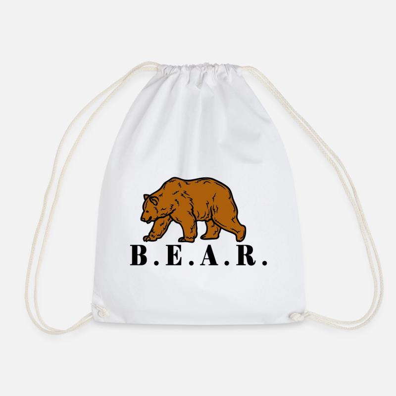 BEAR Logo - Drawstring Bag - white