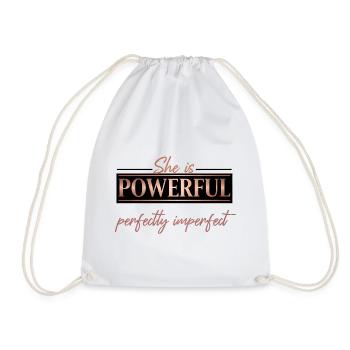 Powerful & Perfectly Imperfect – Rose Gold Design - Drawstring Bag - white - Front