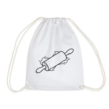 Rolling Pin Baking Roll Flour Outline - Drawstring Bag - white - Front