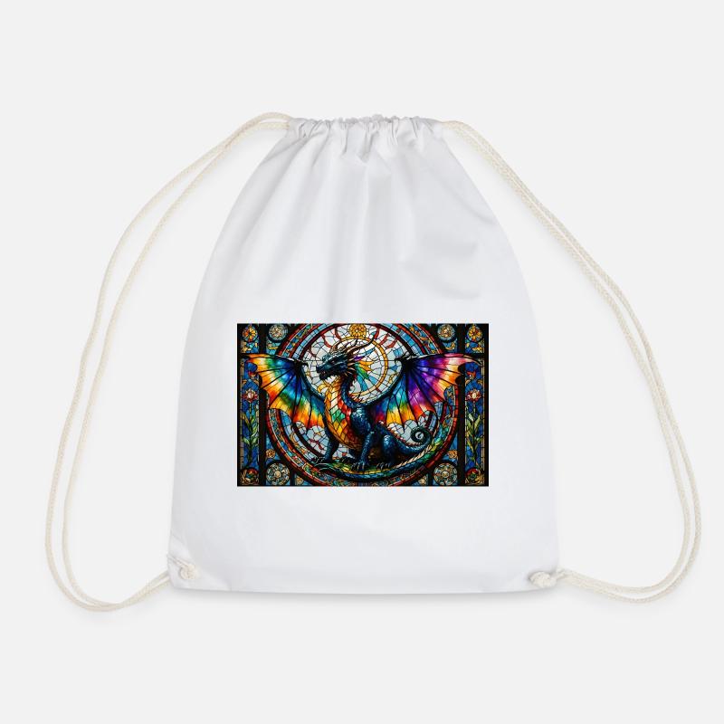 Dragon in glass style - Drawstring Bag - white