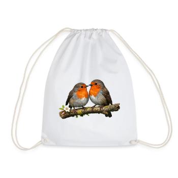 Duo Red Robin auf Ast - Turnbeutel - Weiß - Vorne