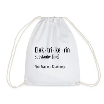 Elektrikerin Substantiv Definition Geschenk - Turnbeutel - Weiß - Vorne