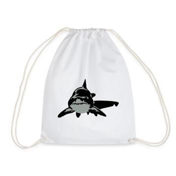 shark - Drawstring Bag - white - Front