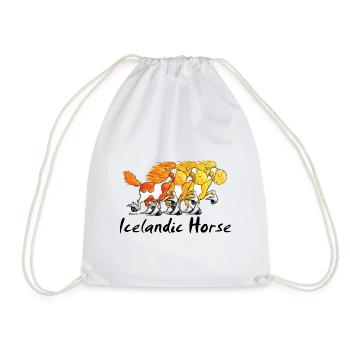 Three Funny Icelandic Horses - Drawstring Bag - white - Front