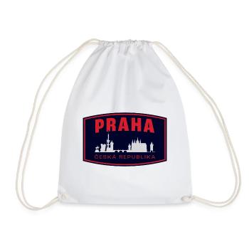 Praha Skyline Silhouette - Drawstring Bag - white - Front