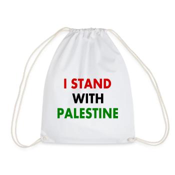 I stand with palestine - Drawstring Bag - white - Front