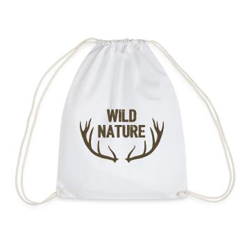 Wild Nature & Deer Antlers - Drawstring Bag - white - Front