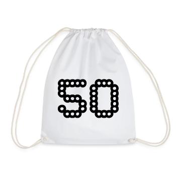 50. 50 YEARS. 50th ANNIVERSARY. 50 YEARS ANNIVERSARY. - Drawstring Bag - white - Front