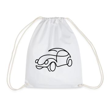 Croquis de voiture rétro - Motif simple de voiture classique - Sac de sport léger - blanc - Devant