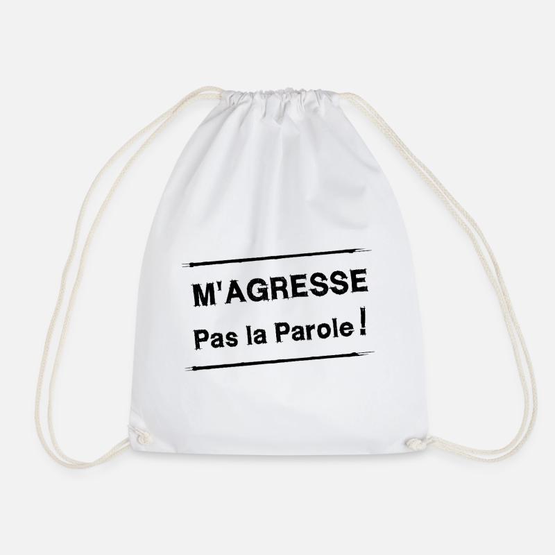 DON'T ATTACK ME THE WORD! - Drawstring Bag - white