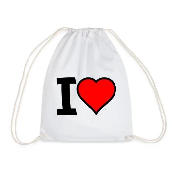 i heart - Drawstring Bag - white - Front