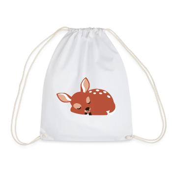 Style minimaliste mignon faon endormi - Sac de sport léger - blanc - Devant
