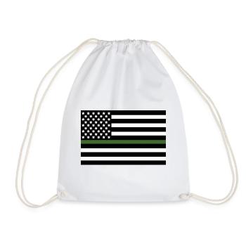 Military green US flag line - Drawstring Bag - white - Front