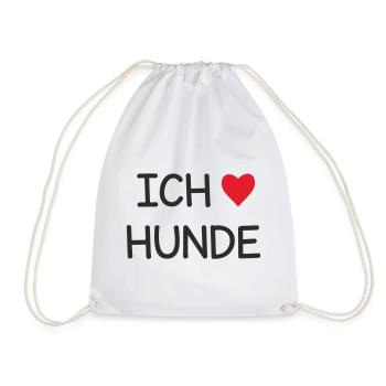 Ich ❤️ Hunde – Süßes Hundeliebe Textdesign - Turnbeutel - Weiß - Vorne