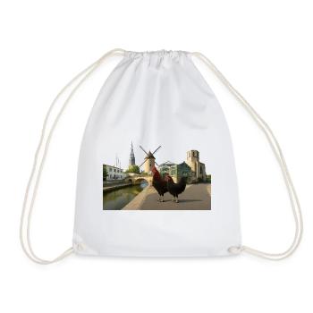 Marans, City Roosters at the Mill - Drawstring Bag - white - Front