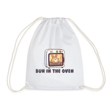 Pregnant woman in a bun in the oven – funny sw - Drawstring Bag - white - Front