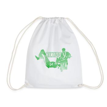 Aikido Nage No Jo Woman Silhouette Green Design - Drawstring Bag - white - Front