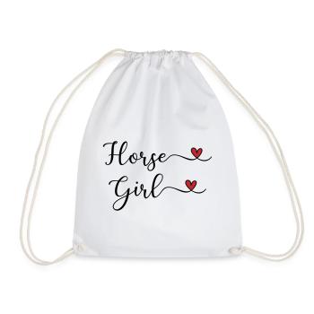 Horse Girl Heart - Drawstring Bag - white - Front