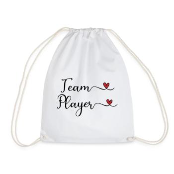 Team Player cute Typography Design with a Heart - Drawstring Bag - white - Front
