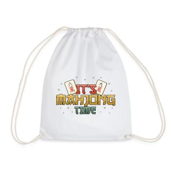It's Mahjong Time Mahjong Game Social Club - Drawstring Bag - white - Front