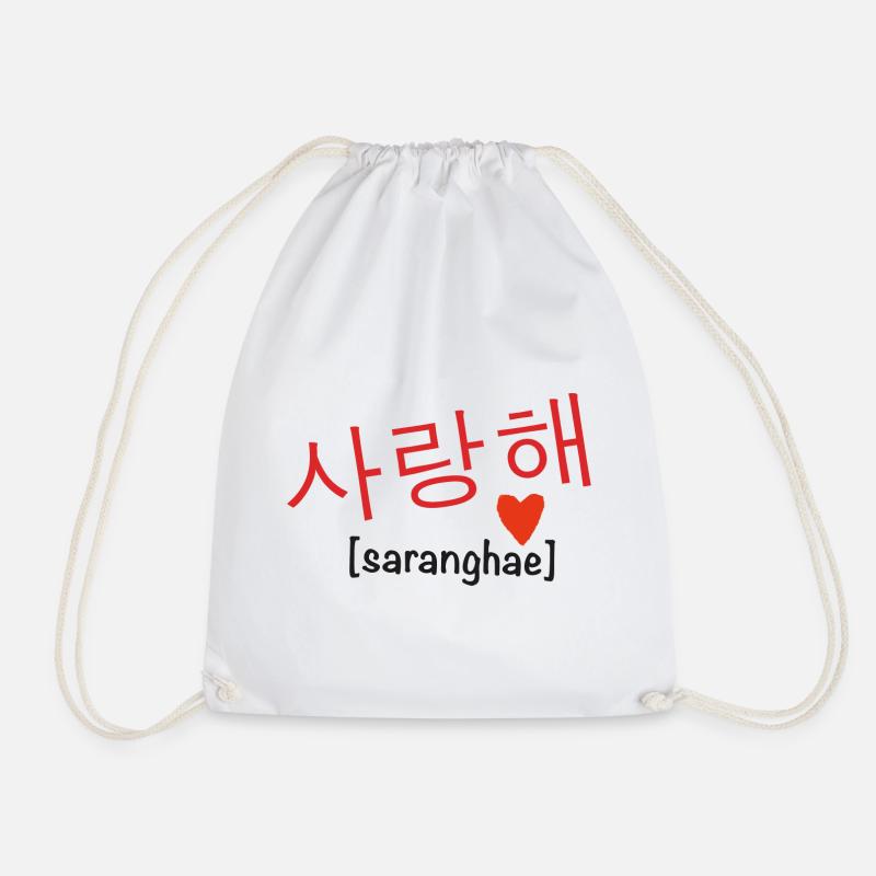 saranghae – Ich liebe dich koreanisch - Turnbeutel - Weiß