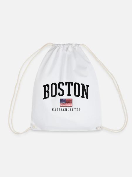 Boston Flag Distressed Emblem - Turnbeutel - Weiß