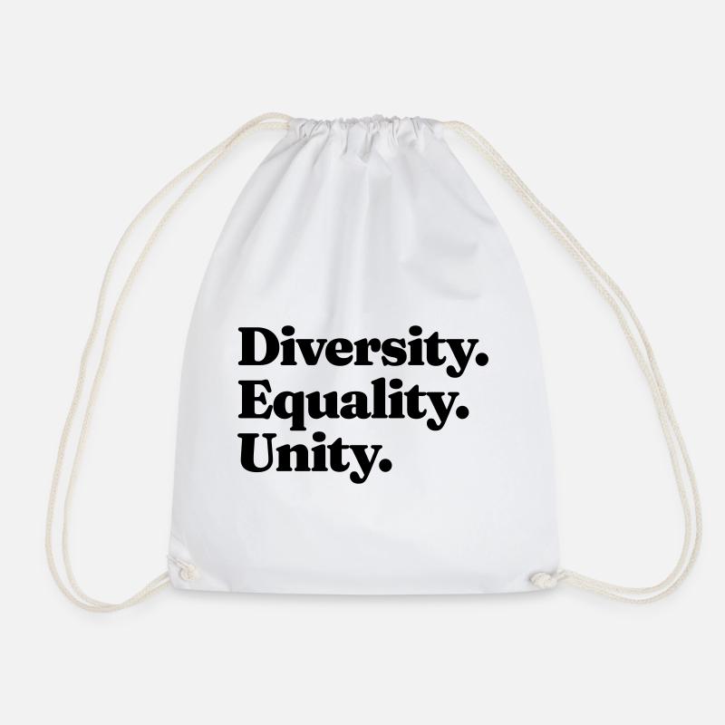 Diversity. Equality. Unity. - Drawstring Bag - white