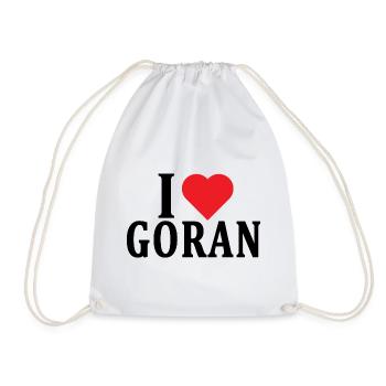 t-shirt name I love Goran t-shirt gift idea - Drawstring Bag - white - Front