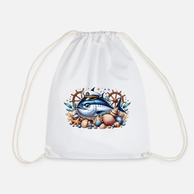 Captain Tuna - Drawstring Bag - white