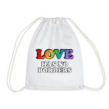 Rainbow LGBT Love No Borders T-Shirt Design - Drawstring Bag - white - Front
