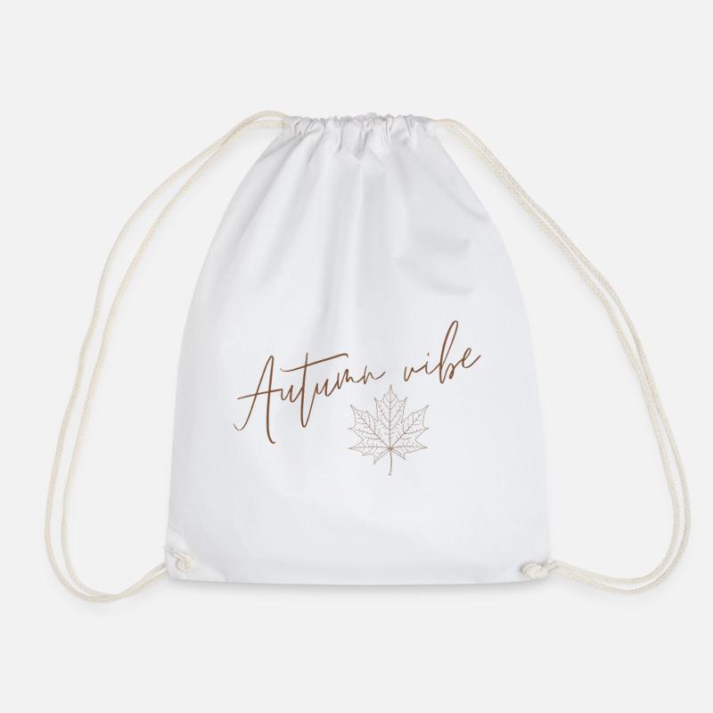 Autumn vibe - Maple Leaf on Autumn Background - Drawstring Bag - white