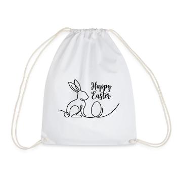 Happy Easter, Cute Bunny Easter Shirt - Drawstring Bag - white - Front