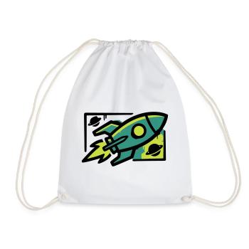 Rocket Graffiti Graphic - Drawstring Bag - white - Front