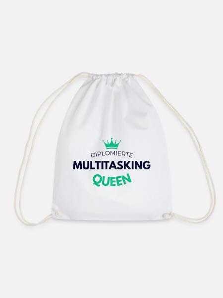 Diplomierte Multitasking Queen Tasse - Turnbeutel - Weiß