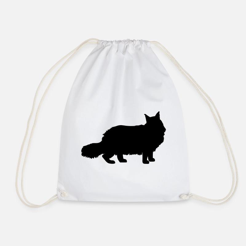 Maine Coon Cat - Drawstring Bag - white