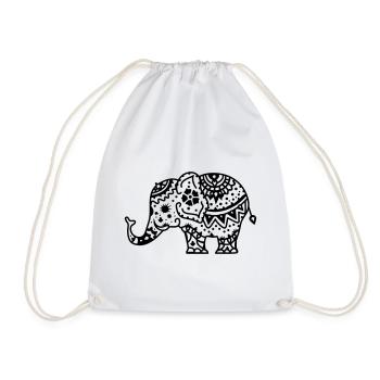 Decorated Indian elephant - Drawstring Bag - white - Front