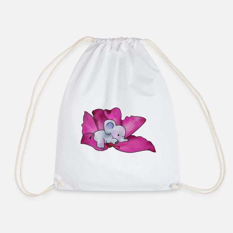 Elephant in blossom - Drawstring Bag - white