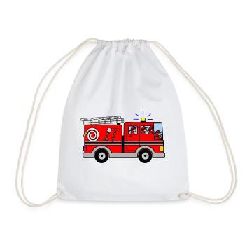 Feuerwehrauto mit Heulensirene - Turnbeutel - Weiß - Vorne