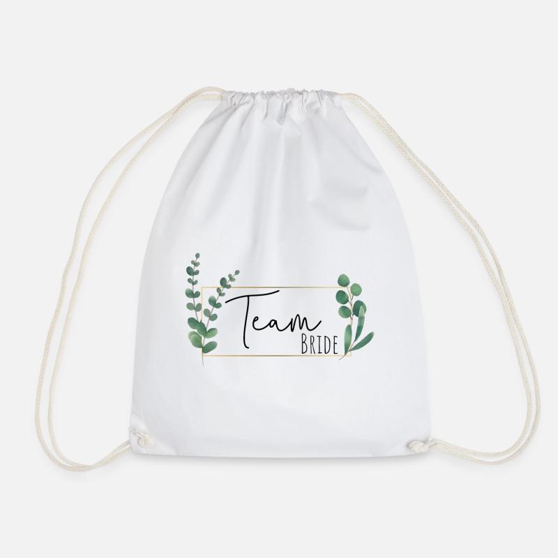 Greenery Eucalyptus Frame - Team Bride - Drawstring Bag - white