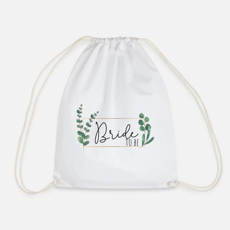 Greenery Eucalyptus Frame – Bride to Be - Drawstring Bag - white